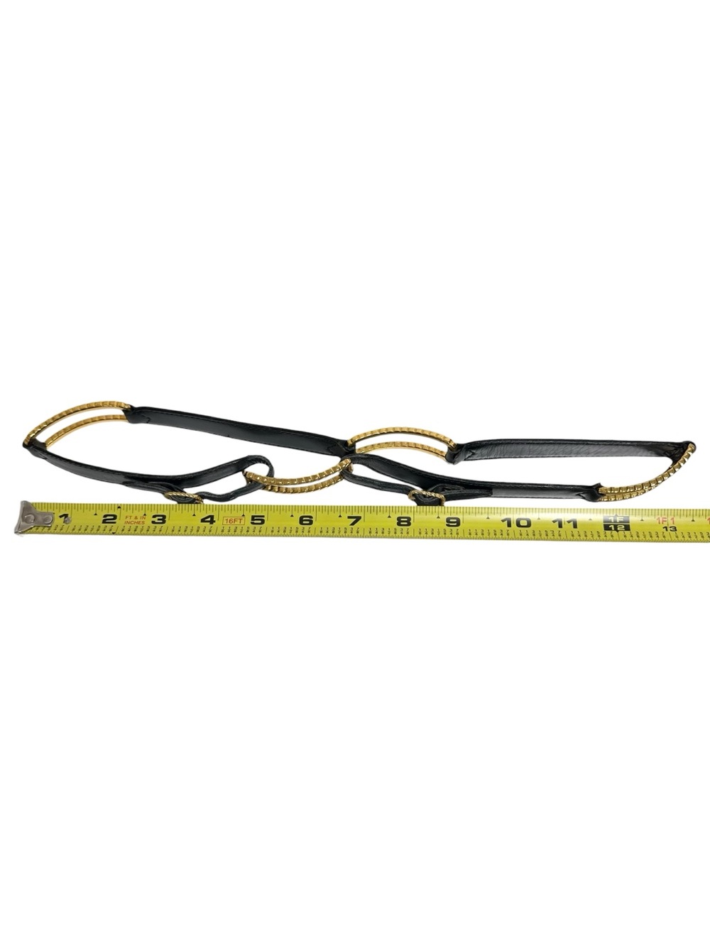 Gucci Gold & Navy Blue Leather Adjustable Vintage Classic Slim Belt Size 72/28 - Picture 13 of 15
